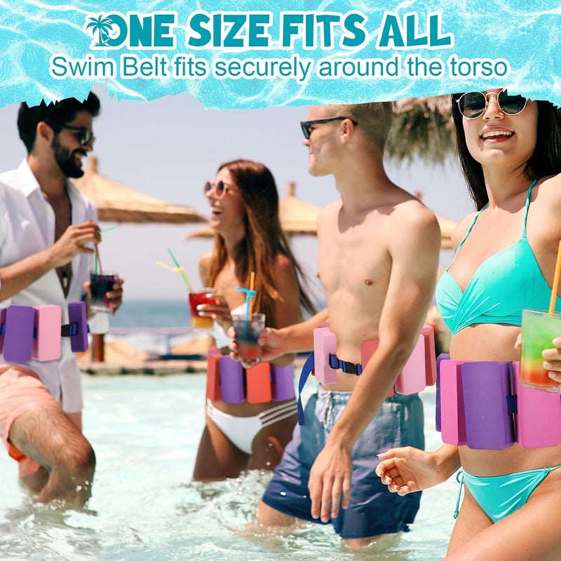 Arrowbash 4 Pcs Swim Belts Flotation Belts Waist Belts Bubble EVA Foam Safety Training Back Floating Board with Adjustable Belt for Adults Beginners Water Aerobics and Pool Exercise, Random Color - Image 5